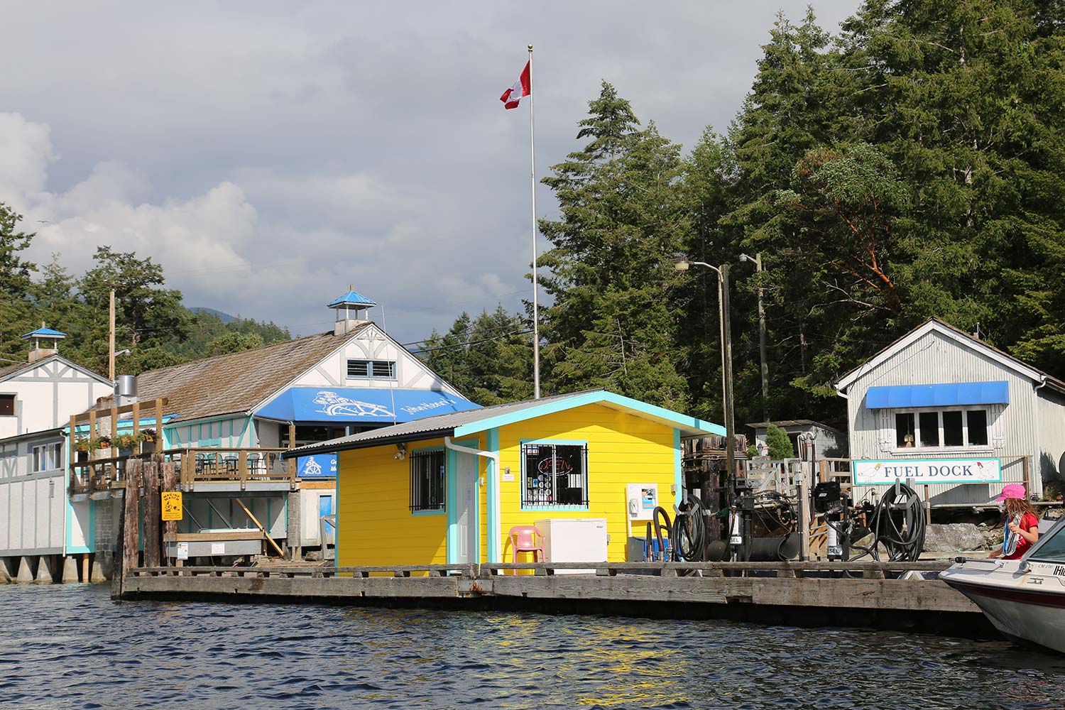 The fuel dock at John Henry’s Marina & Resort. Marine gas and diesel available.
